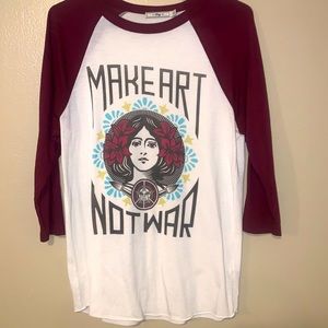 Make art not war - Obey 3/4 sleeve tee - Size M🌻